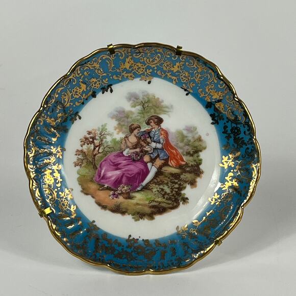 La Reine Other - Limoges La Reine Porcelain Small Plate Teal Blue Surround The Proposal Scene